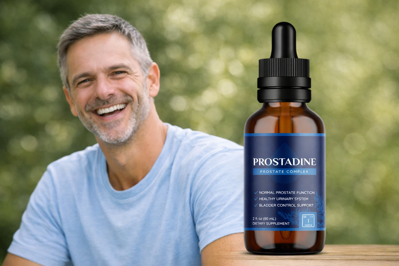 Happy man holding Prostadine bottle from the Prostadine Official Website